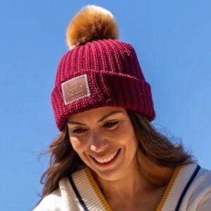 EUC Love Your Melon Cotton Knit Pom Beanie Maroon